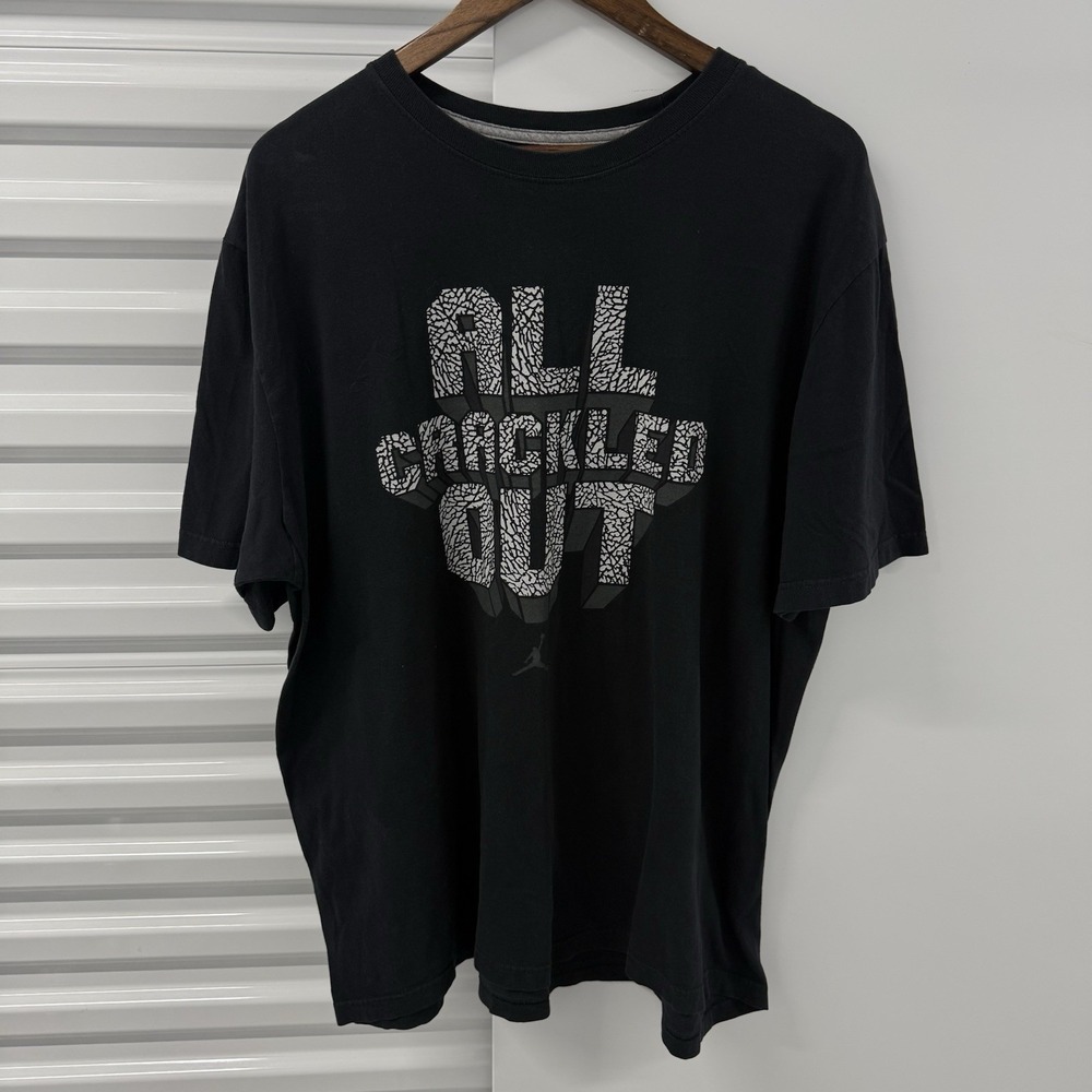 Nike Air Jordan All Cracked Out T Shirt Mens 3XL Black Elephant Print
